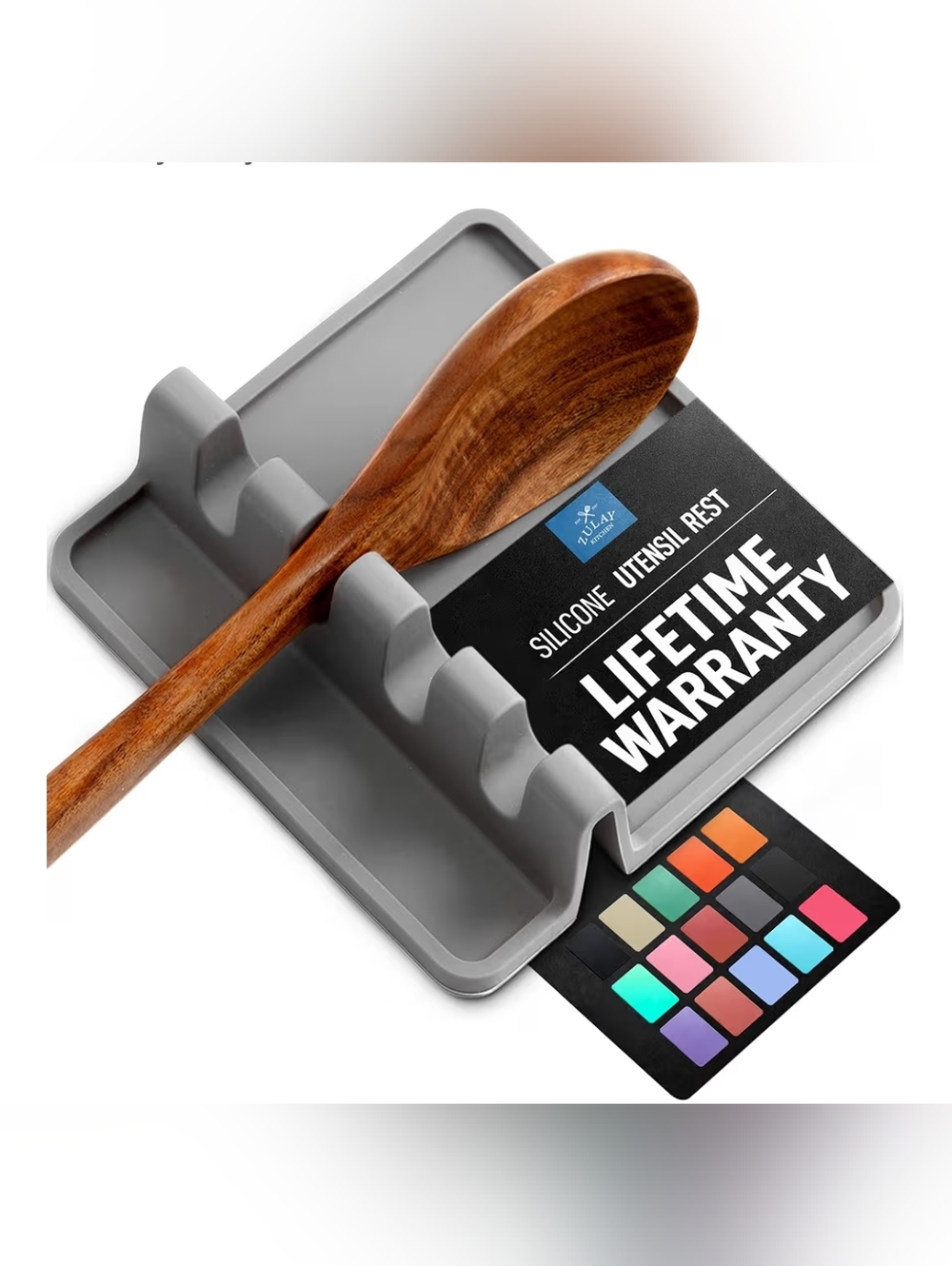 Brand New Silicone Utensil Rest with Spoon Holder - Gray